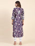 Fizaa Chikankari Long Kurta in Muslin Cotton for Women- Purple Print
