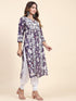 Fizaa Chikankari Long Kurta in Muslin Cotton for Women- Purple Print