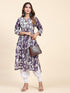 Fizaa Chikankari Long Kurta in Muslin Cotton for Women- Purple Print