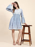 Amita in Saba Chikankari Dress in Mul cotton - Blue