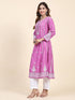 Fizaa Chikankari Long Kurta In Cotton For Women-Purple