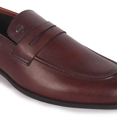 Men's Classic Smooth Leather Penny Loafers with TPR Sole