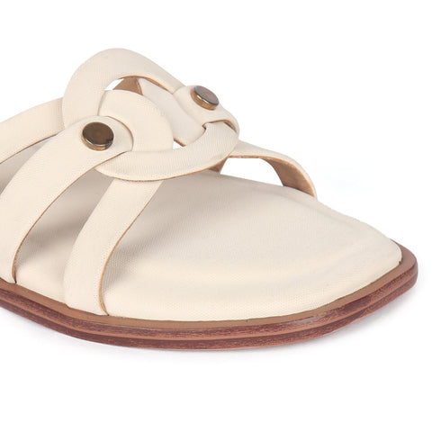 Women's Elegant Flat Slide Sandal with Interlocking Detail