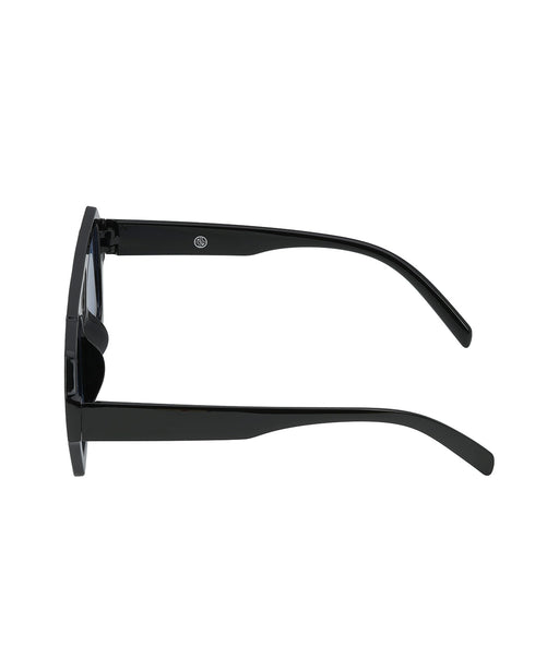 Unisex Black Toned UV Protected Blue Lens Hexagonal Sunglasses
