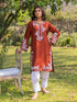 Saba Chikankari Long Kurta in Barfi Silk - Chutney