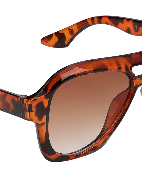 Women Tortoise Shell UV Protected Brown Lens Oversized Sunglasses