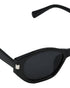 Women Black & Silver Toned UV Protected Black Lens Oval Sunglasses