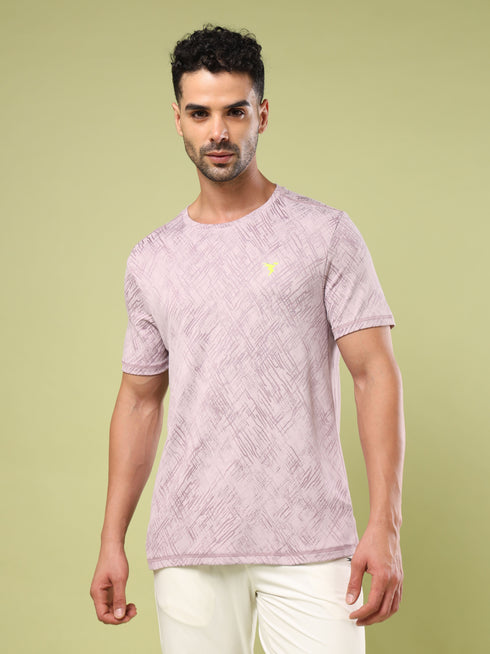Men Jacquard Slim Fit Crew Neck T-shirt with DOUBLE COOL