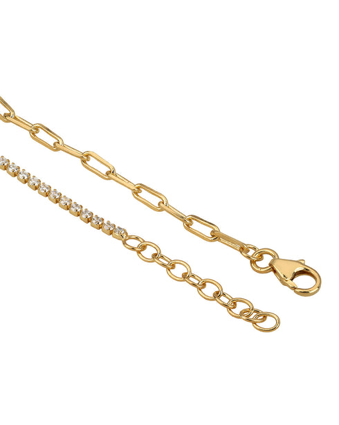 18kt Gold Plated Mix 'n' Match Stone Link Chain Wraparound Bracelet
