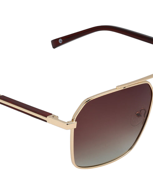 Premium Gold & Brown Toned Polarised Gradient Lens Rectangle Sunglasses for women CLSW611