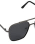 Men Metallic and Black Toned Black Polarised Lens Rectangle Sunglasses