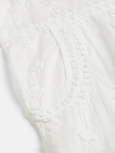 Megha in House of Kari Hand embroidery Chikankari Dress-White