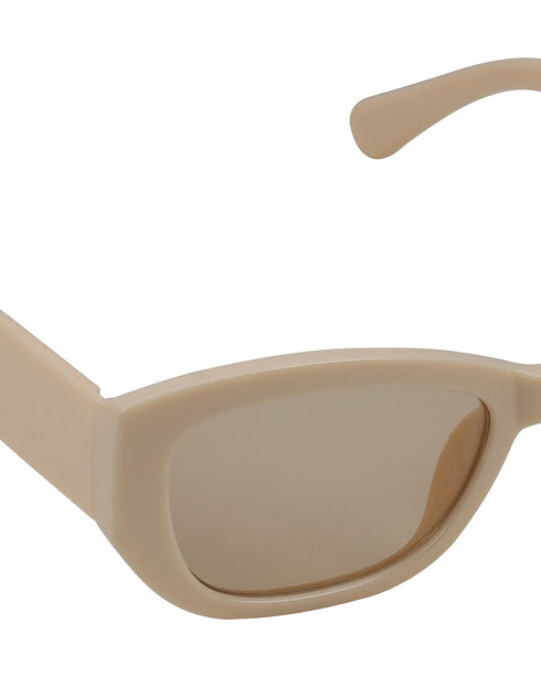Women Cream Toned UV Protected Clear Lens Cateye Sunglasses