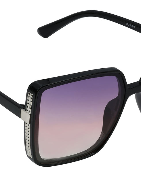 Women Black & Silver Toned UV Protected Gradient Lens Oversized Sunglasses