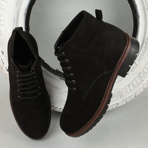 Men's Classic Black Lace-Up Boots