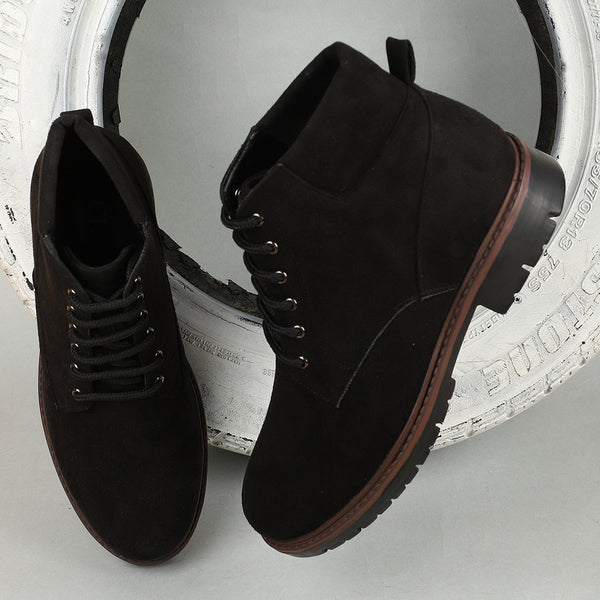 Men's Classic Black Lace-Up Boots