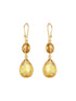 Gold-Toned Yellow Crystal Teardrop Dangler Earrings