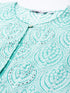 Women Sea Green & White Ethnic Motifs Printed Sequinned Pure Cotton Kurti