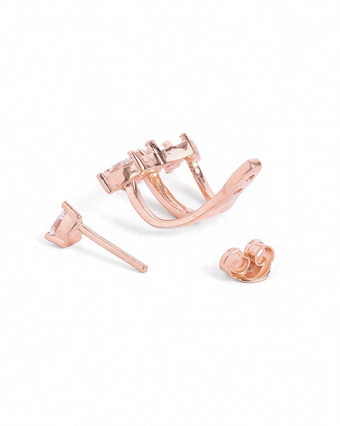 18kt Rose Gold Plated Marquise CZ Ear Jacket Earring