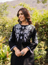 Saba Chikankari Co-ord Set in Cotton Cambric - Black With White