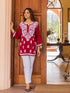 Saba Chikankari Short Kurta in Rayon cotton - Maroon