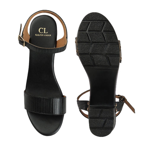 Women's Textured Block Heels Sandals