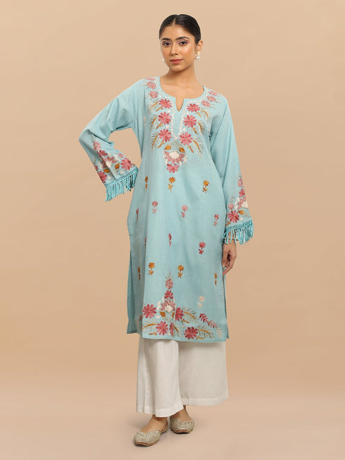 Kaushiki in Falak Kashmiri Long Kurta - Blue