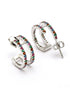Rhodium Plated Multi Colour CZ Half Hoop Earring