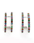 Rhodium Plated Multi Colour CZ Half Hoop Earring