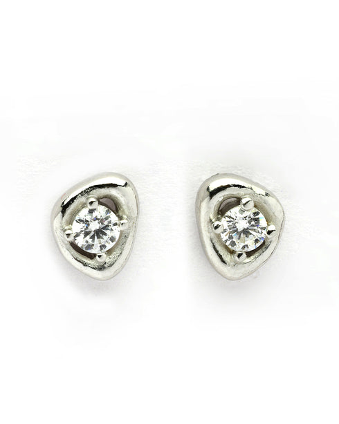 925 Sterling Silver Rhodium Plated CZ Mini Stud Earring