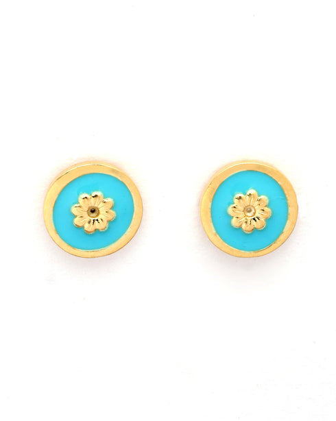 18kt Gold Plated CZ Enamel Stud Earring