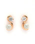 925 Sterling Silver 18kt Rose Gold Plated CZ & Pearl Swirl Stud Earring