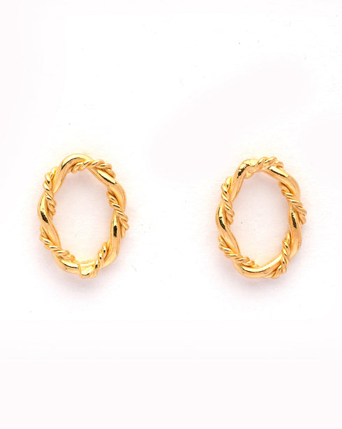 18kt Gold Plated Oval Stud Earring