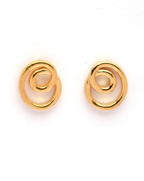18kt Gold Plated Dual Curve Stud Earring