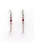 925 Sterling Silver Rhodium Plated Red & Pink CZ Earlobe Earring