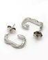 925 Sterling Silver Rhodium Plated Sculpted Half Hoop Earring