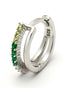 925 Sterling Silver Rhodium Plated Emerald Glow CZ Hoop Earring