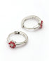 925 Sterling Silver Rhodium Plated Pink CZ Hoop Earring