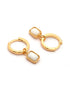 18kt Gold Plated Dangling White Agate Stone Hoop Earring