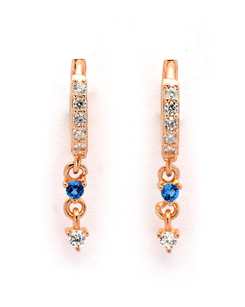 925 Sterling Silver 18kt Rose Gold Plated Topaz CZ Hoop Earring