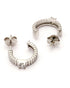 Rhodium Plated CZ Circular Half Hoop Earring