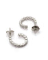 925 Sterling Silver Rhodium Plated CZ Half Hoop Earring