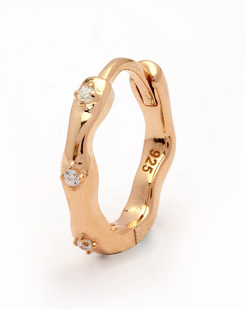 925 Sterling Silver 18kt Rose Gold Plated CZ Hoop Earring