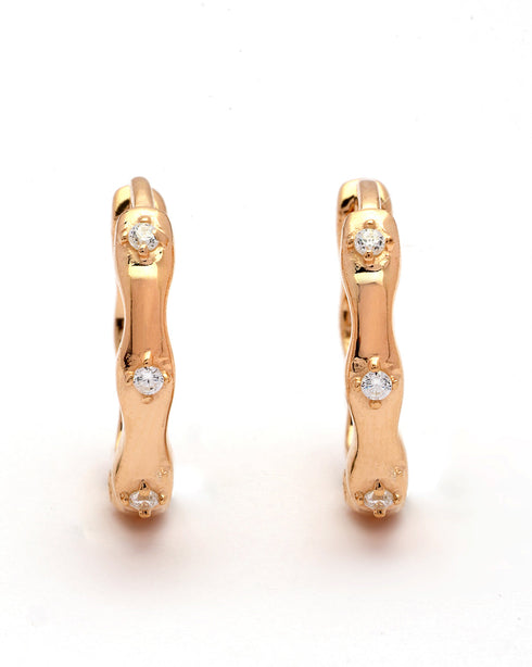 925 Sterling Silver 18kt Rose Gold Plated CZ Hoop Earring