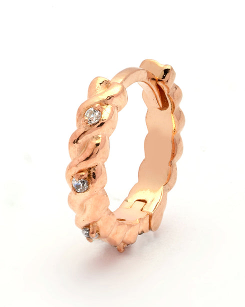 18kt Rose Gold Plated CZ Mini Hoop Earring