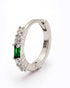 925 Sterling Silver Rhodium Plated Green CZ Hoop Earring