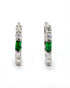 925 Sterling Silver Rhodium Plated Green CZ Hoop Earring