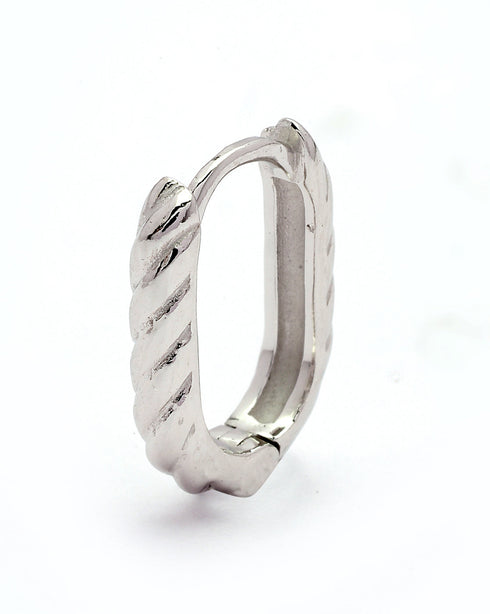 925 Sterling Silver Rhodium Plated Oval Mini Hoop Earring