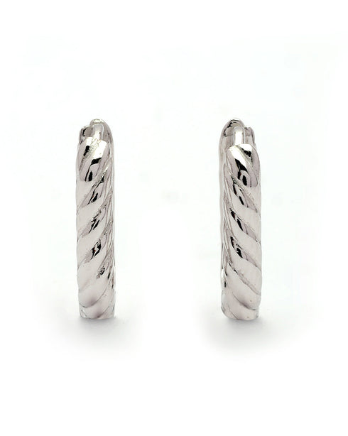 925 Sterling Silver Rhodium Plated Oval Mini Hoop Earring