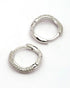 925 Sterling Silver Rhodium Plated CZ Sculpted Curve Hoop Earring
